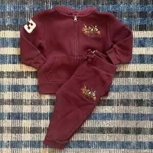 Ralph Lauren Triple Pony Fleece Maroon Tracksuit Set 18 Months